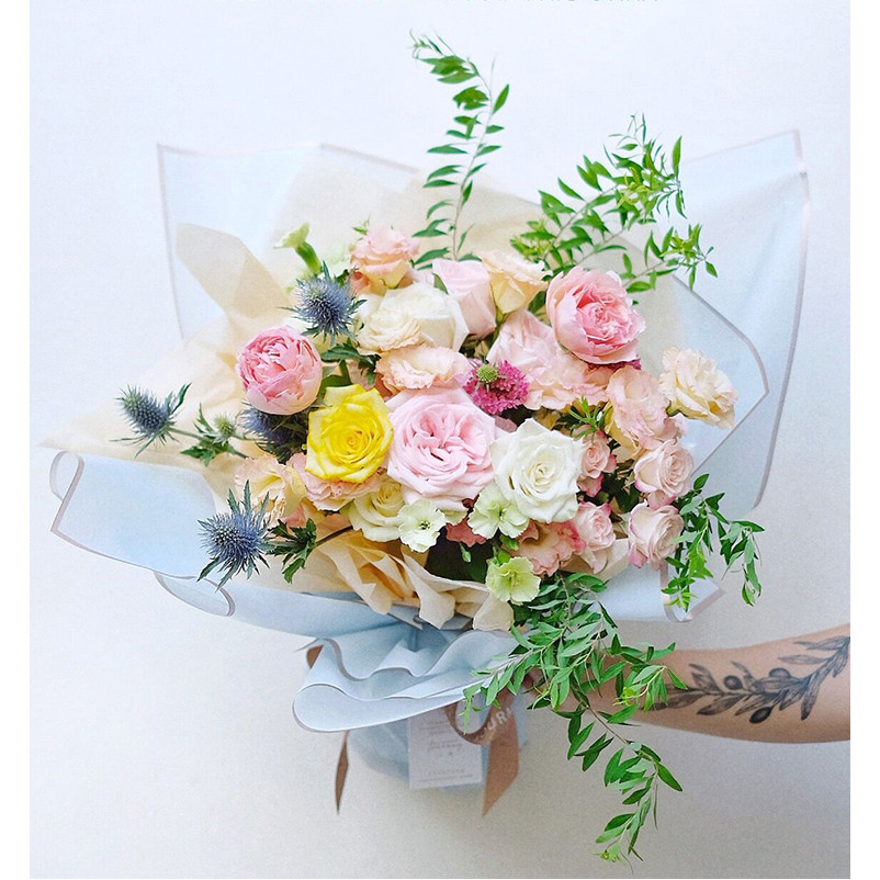 กระดาษห่อช่อดอกไม้ กันน้ํา สีทอง 20แผ่น/pack ขนาด58*58cm กระดาษห่อช่อดอกไม้ ห่อของขวัญ กระดาษห่อดอกไม้ - รูปที่ 6