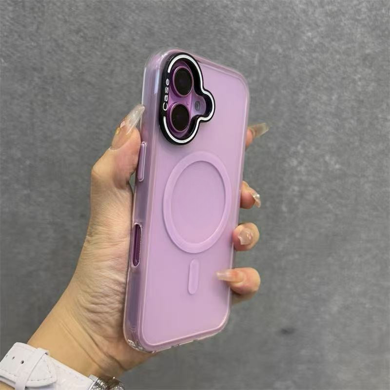 หรูหรา Frosted 3-in-1 กึ่งโปร่งใสแม่เหล็กเคสโทรศัพท์สําหรับ IPhone 16 Pro Max 15 14 13 12 11 Pro Max 16 Plus ปลอกกันกระแทกกล้องป้องกันอะคริลิคฮาร์ดปกหลัง IPhone