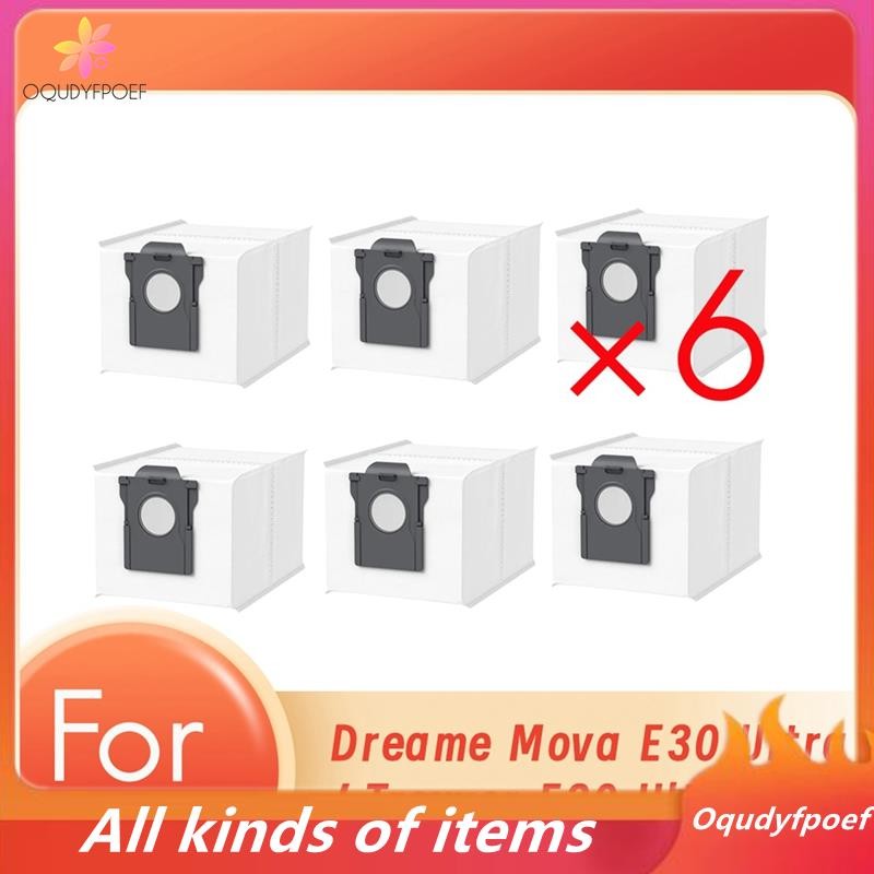 ถุงเก็บฝุ่น 6 ชิ้นสําหรับ Dreame Mova E30 Ultra / Trouver E30 Ultra Sweeper Accessories ในตัวล่าสุดและทํางานได้ดี