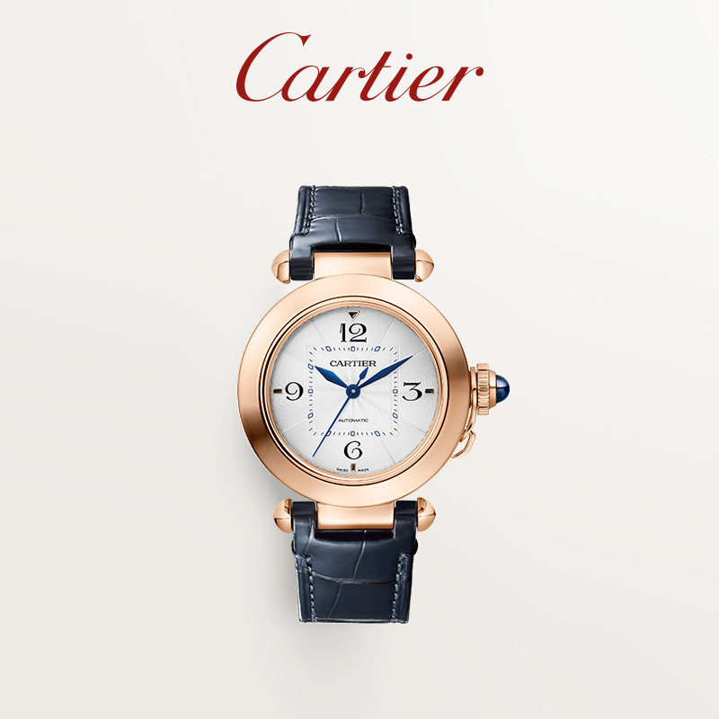 Cartier Cartier Pasha Series Mechanical Watch Rose Gold นาฬิกาสายหนังจระเข้