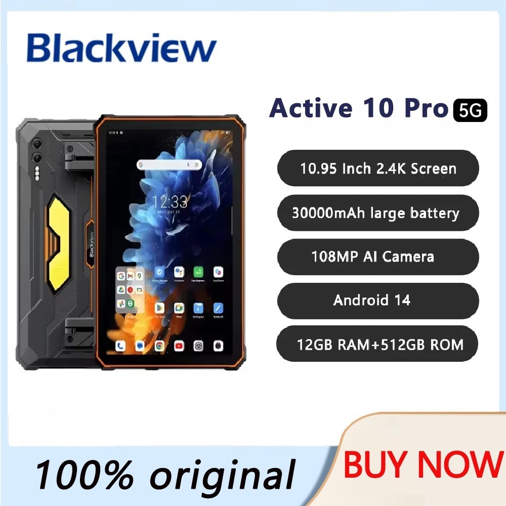 Blackview Active 10 Pro 5G แท็บเล็ตที่ทนทาน 11 นิ้ว FHD + MTK 7300 30000mAh แบตเตอรี่ขนาดใหญ่ 12GB 2