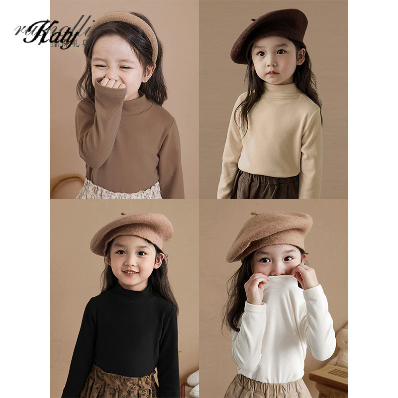 เสื้อตัวในเด็กผู้หญิง ruipollio เสื้อยืดแขนยาวคอเต่าครึ่งตัวสำหรับฤดูใบไม้ร่วงและฤดูหนาวสำหรับเด็กเสื้อตัวในสำหรับฤดูใบไม้ร่วงและฤดูหนาว