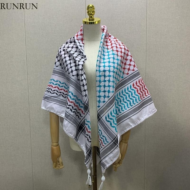 Run Shemagh ยุทธวิธี Desert ผ้าพันคอผ้าพันคออาหรับ Turban ผู้ชายอาหรับ Keffiyeh ผ้าพันคอ
