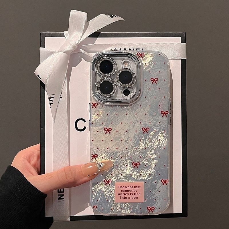 จัดส่งทันที เคสไอโฟน11 13 14 15 16 Pro Max โทรศัพท์ Dotted bow luxury shockproof Case For iPhone 13PM,16PM,15PM,14PM