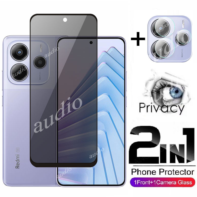 Redmi Note 14 5G 4G 2in1หน้าจอส่วนตัวพร้อมฟิล์มเลนส์สําหรับ Redmi Note14 5G 4G ป้องกันหน้าจอความเป็นส่วนตัวฟิล์มกระจกนิรภัยสําหรับ redmi note 14 note14 5G 4G ด้านหน้าAnti-Spyฟิล์มแก้ว