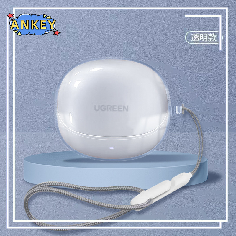 for UGREEN HiTune S5 Case Protective Transparent Clear TPU Cover Lanyard Bluetooth Earphone Shell He