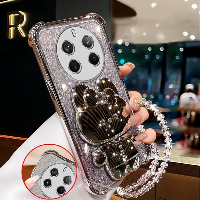 กันกระแทก เคสสําหรับRealme 12 pro 5g realme 12 PLUS + 5Gประกายสีชมพูเคสโทรศัพท์กระต่ายกระจกแต่งหน้าพร้อมที่วางซิลิโคนTPU Soft case XXXDA ราคา ถูกที่สุด ดีลบีเคเค แกลเลอรีภาพที่ 3