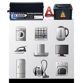 อินเวอร์เตอร์ เพียวซายเวฟ 3000w 12v/24v Inverter pure sine wave 12V/24V ถึง 220V เครื่องแปลงไฟ 2หน้าจอ 2พัดลม สินค้า