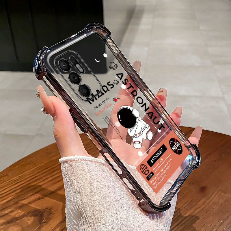 กันกระแทกcase สําหรับ OPPO Reno6 5G RENO 6Z 5G เคสโทรศัพท์ TPU รูปแบบนักบินอวกาศ high-end ป้องกันนิ่ม