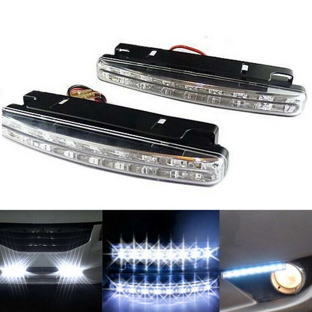วาร์ส 2 ชิ้น 8-LED ไฟวิ่งกลางวันรถขับรถสําหรับ DRL ไฟตัดหมอก Super Bright 12V