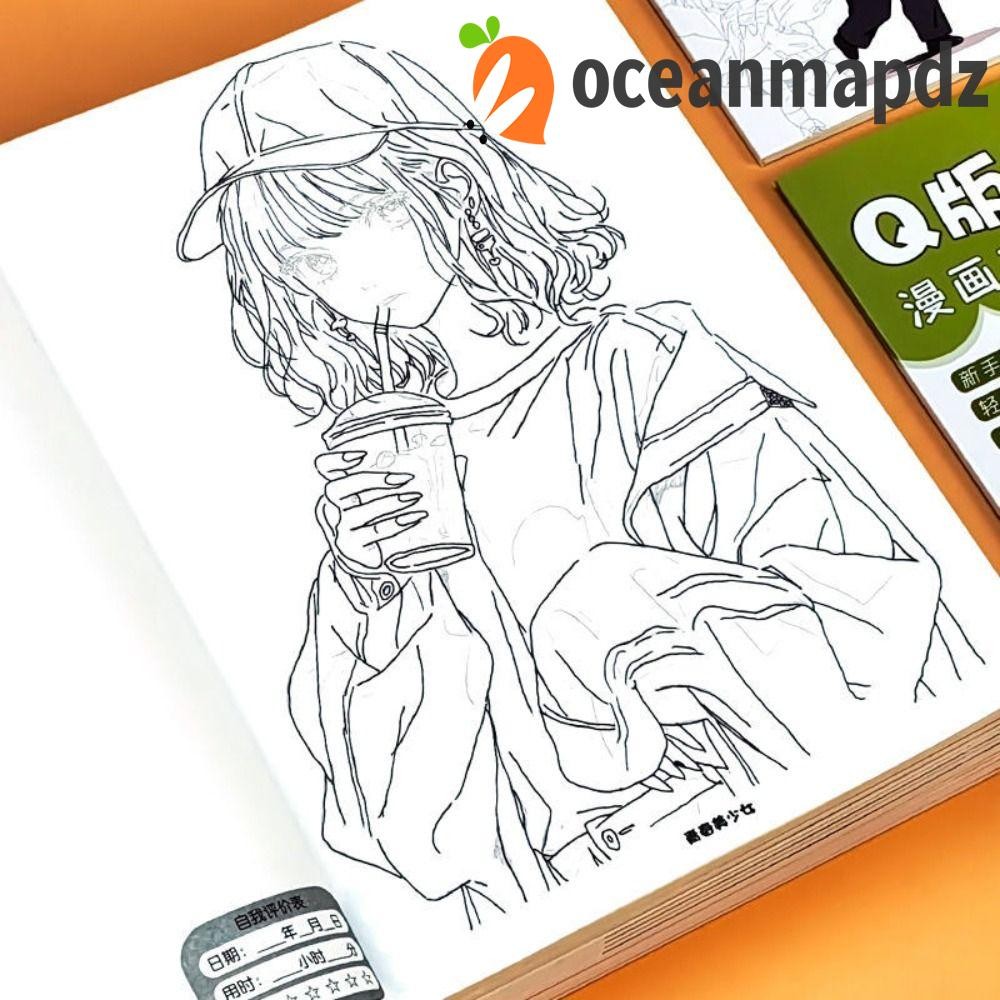 Oceanmapdz Manga Sketching Tutorial, อะนิเมะ Sketch Novice Zero Basic Comics Line Draft Book, Professional Tracing Practice Drawing Anime Hand Drawn Book Artist
