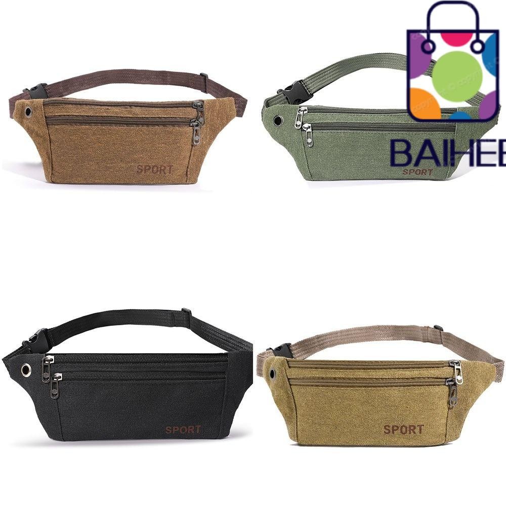 กระเป๋าวิ่ง BAIHEE, กระเป๋าคาดเอวใส่โทรศัพท์ผ้าแคนวาส, เหรียญแฟชั่นกระเป๋าสตางค์หลายกระเป๋า