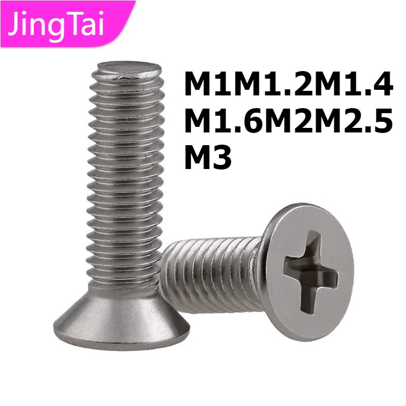 [JTZB] 304 สกรูหัวจมสแตนเลส M1M1.2 M1.4 M1.6 M2M2.5 M3 Phillips สกรูหัวแบนสกรูอิเล็กทรอนิกส์สกรูขนาดเล็ก