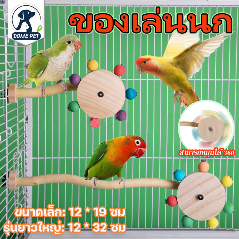 COD ของเล่นนก นกแก้ว ของตกแต่งกรง ของใส่กรงนก ของเล่นนกแก้ว พร้อมลูกบอลหมุนได้ หลากสี ของเล่นฝึกนก