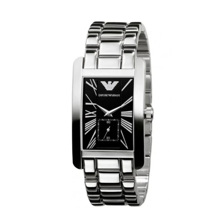 Emporio Armani Classic Black Dial Silver Stainless Steel Strap Watch For Men - AR0156