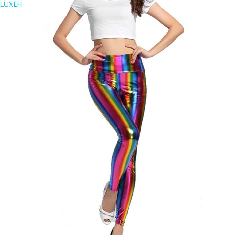 Luxeh Rainbow Pants กางเกงผู้หญิง Disco แฟนซีเครื่องแต่งกายกางเกงขายาว