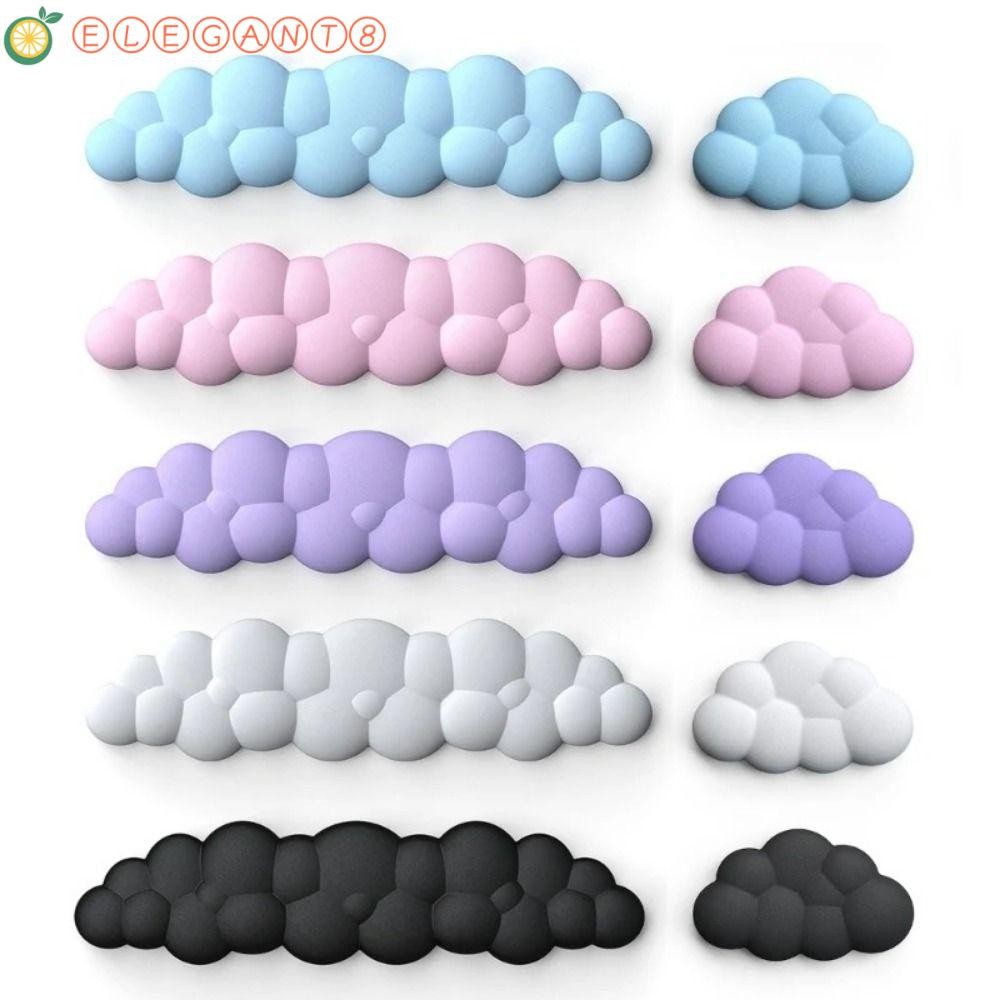 Aelegant คีย์บอร์ดแผ่นรองข้อมือ, Cloud Shaped Memory Cotton Mouse Pad, สายรัดข้อมือ Comfort กันน้ํา PU หนังหมอนมือ Gamer