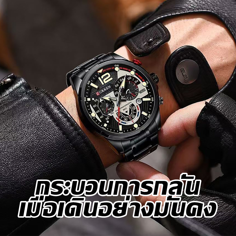 ผู้ชายแฟชั่นสแตนเลสวงธุรกิจนาฬิกาข้อมือชี้นาฬิกาควอตซ์กับปฏิทิน