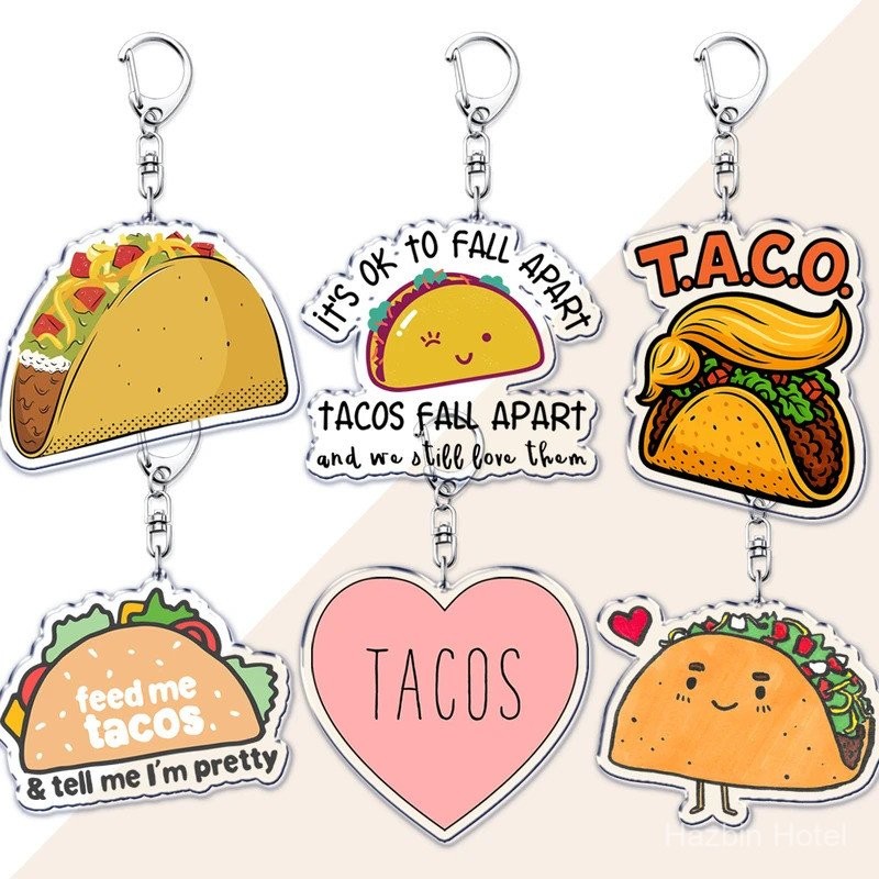 นักร้องยอดนิยม I Love Tacos พวงกุญแจสําหรับผู้หญิงอุปกรณ์เสริมความงามเม็กซิกัน Taco Bell พวงกุญแจแฟน