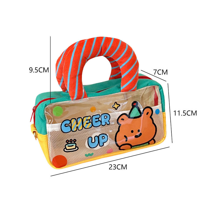 COD กระเป๋าเครื่องสำอาง ฟังก์ชั่นหลากหลาย แบบพกพา ความจุสูง รูปแบบน่ารัก กระเป๋าใส่ปากกาใสขนาดใหญ่ - รูปที่ 3