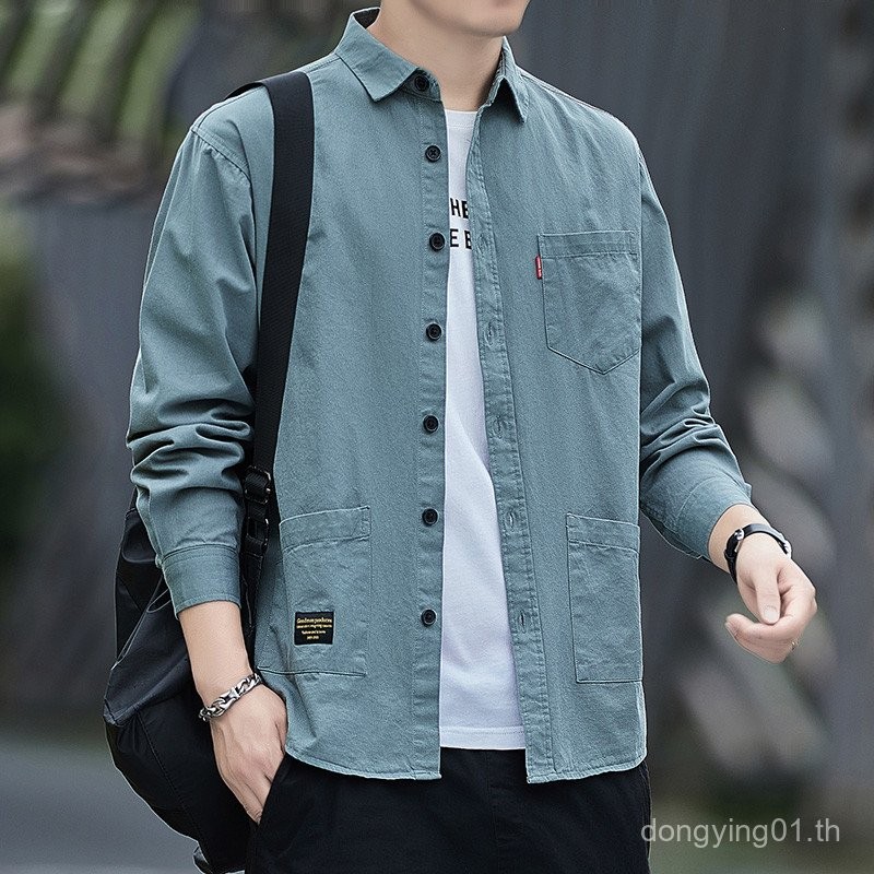 เสื้อเชิ้ตผู้ชายแขนยาว ฤดูร้อนและใบไม้ร่วง ออกแบบหลวม สวมใส่ง่าย กันแดด รหัสSXOV