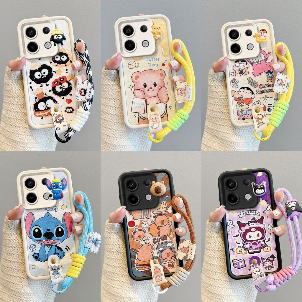 เคส REDMI NOTE 13 PRO NOTE 13 PRO + หนังการ์ตูนปักหมุดเชือกโทรศัพท์กรณี