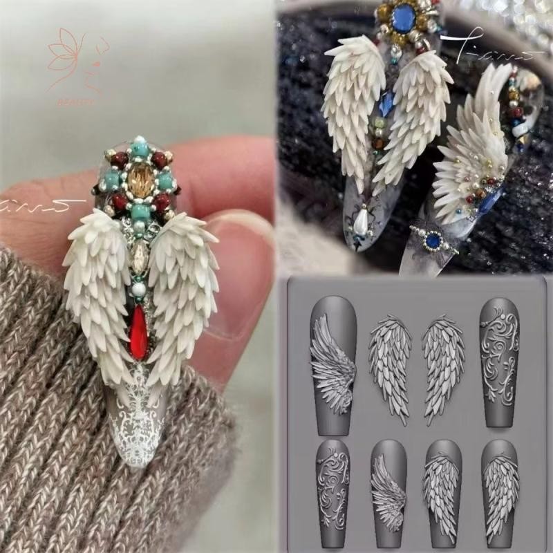 [maybeauty] 1 ชิ้น Kawaii ปีกผีเสื้อซิลิโคนเล็บแม่พิมพ์นํามาใช้ใหม่แม่แบบปั๊ม 3D DIY ออกแบบเล็บชิ้นส่วนเครื่องมือตกแต่ง {TH}