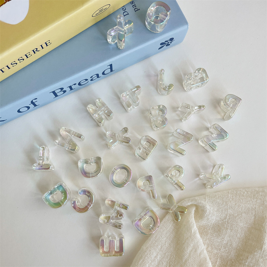 สีอะคริลิโปร่งใส26ตัวอักษรภาษาอังกฤษตรงหลุมหลวมลูกปัดเครื่องประดับแฟชั่นทําเองโซ่โทรศัพท์มือถือรถแขวนอุปกรณ์เสริม - รูปที่ 3