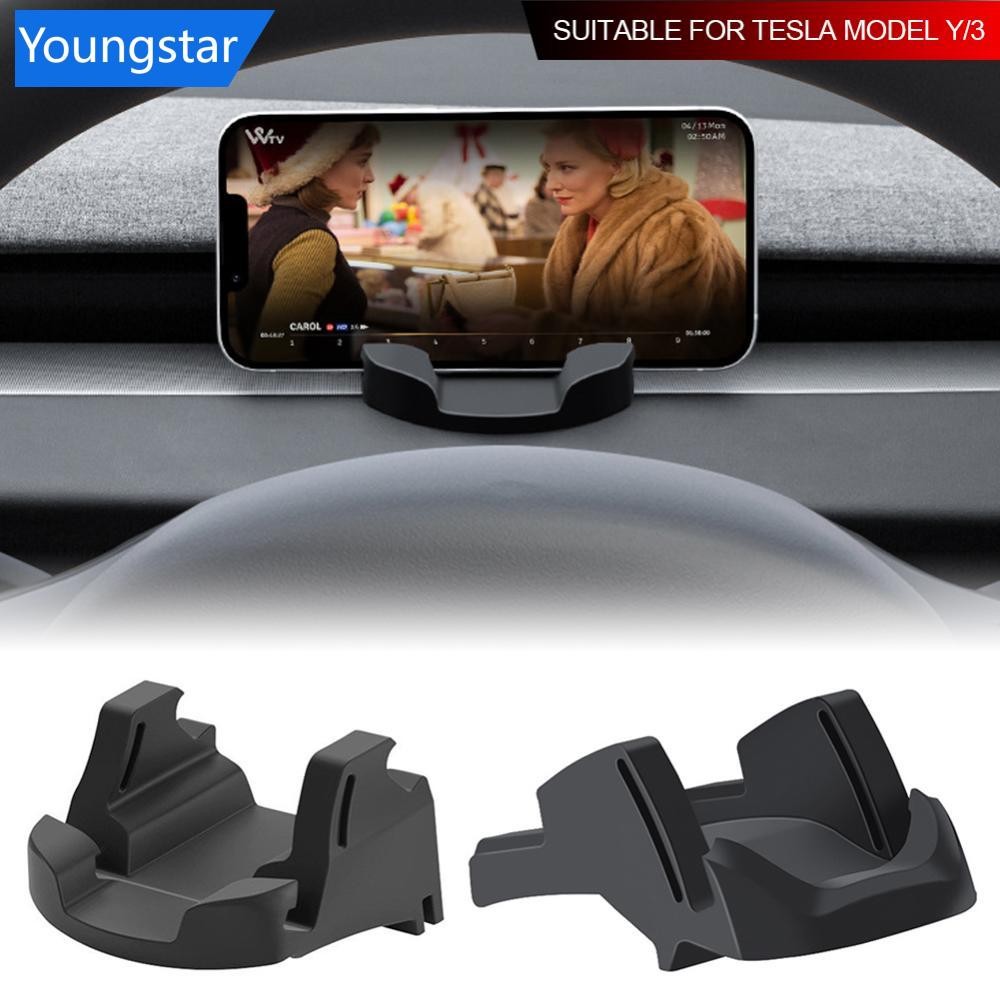 FYY ที่วางโทรศัพท์ในรถยนต์ไม่มีร่องรอย Clip-on สําหรับแดชบอร์ด Air Vent ยางซิลิโคนเหลวสําหรับ Tesla รุ่น 3 Y Highland 2017-2025