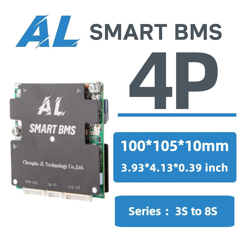 	AL-AB8S4P สมาร์ท BMS 3-8S 40A APP บลูทูธ Active Balance LiFePO4 Li-ion UART CAN RS485 EBike Solar P