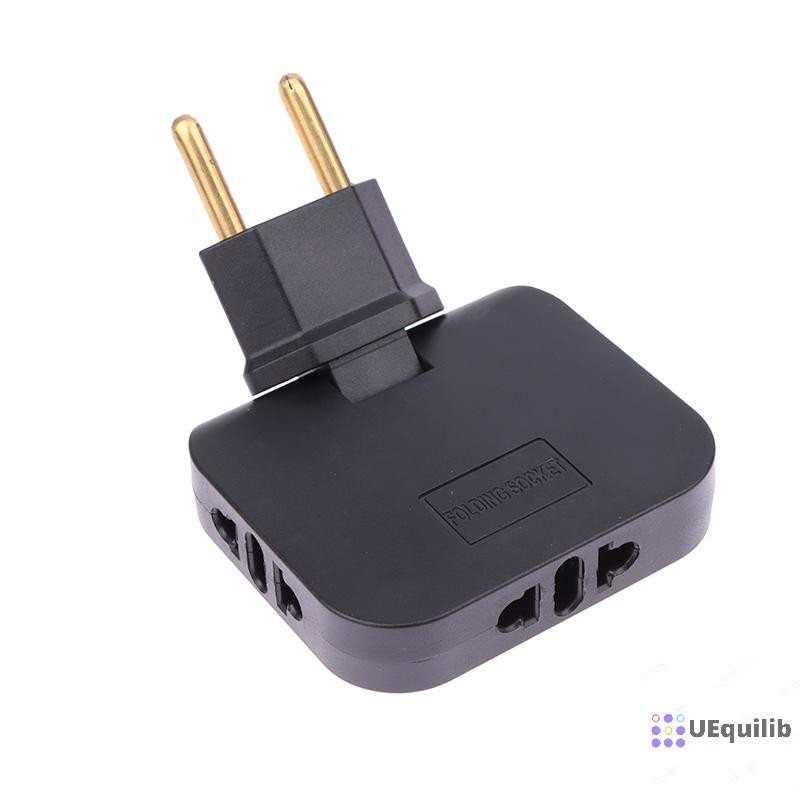 Uequilib EU Plug 180 องศาอะแดปเตอร์โรตารีพับได้ 3 ใน 1 Travel Adapter ปลั๊กไฟฟ้า Power Converter ไฟฟ้า AC Outlet ใหม่ - รูปที่ 2