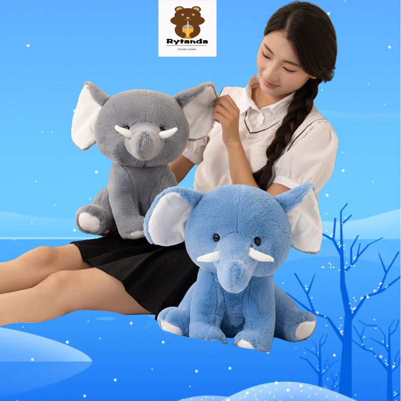 ไรตัน ช้างของเล่นตุ๊กตาน่ารักจําลองช้างนุ่มสัตว์หมอนสนุกเด็กแฟนคริสต์มาสของขวัญวันเกิดตกแต่งบ้านโซฟาเบาะ