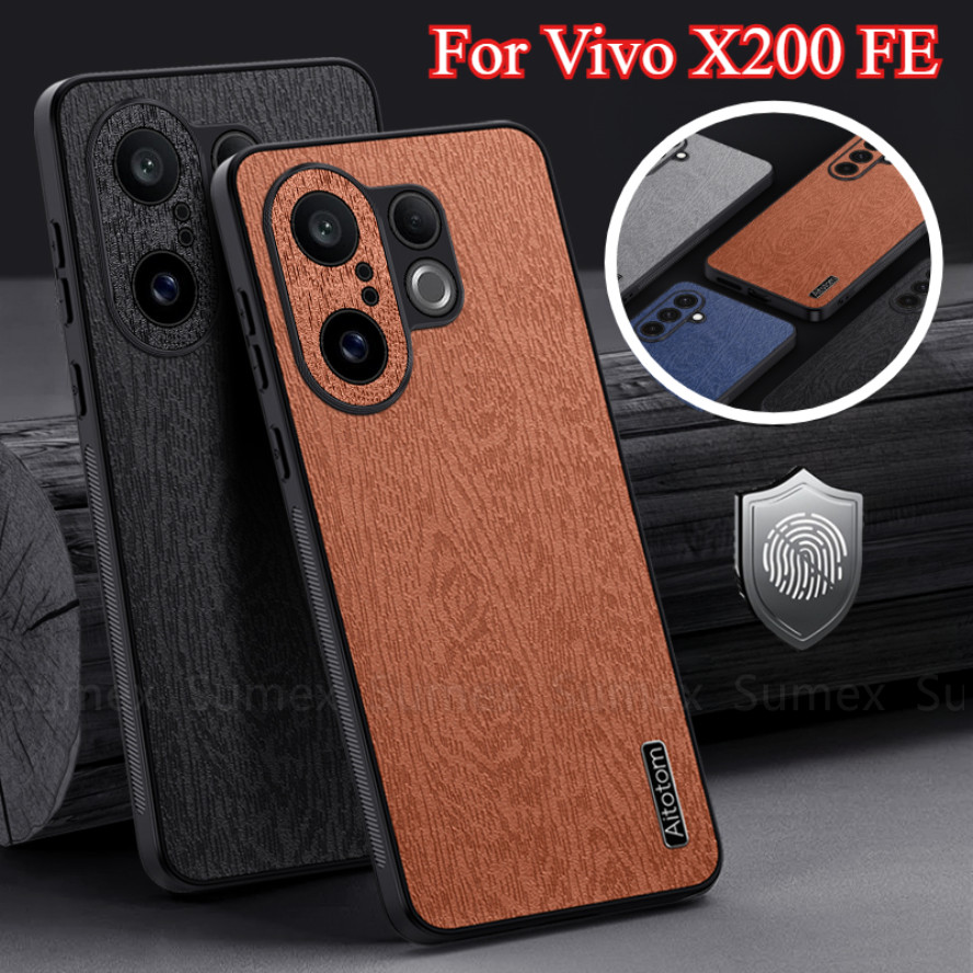 ซองหนังรูปแบบ Bark สําหรับ Vivo X200 FE Pro Mini 5G กล้องกันกระแทก Simple สีทึบนุ่ม TPU โทรศัพท์ฝาหล