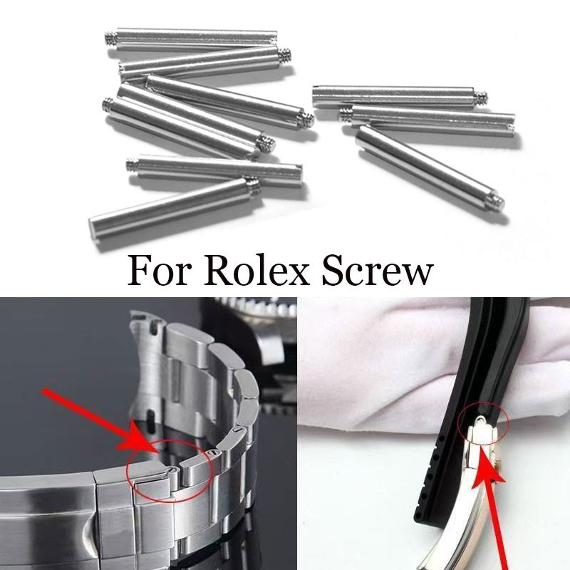 สายนาฬิกาโลหะสกรูหลอดสายนาฬิกาสกรูสําหรับ Rolex Daytona Submariner Oyster Water Ghost Steel Buckle Slotted Screw Spring Bar Connector Link Pins เข็ม Stem