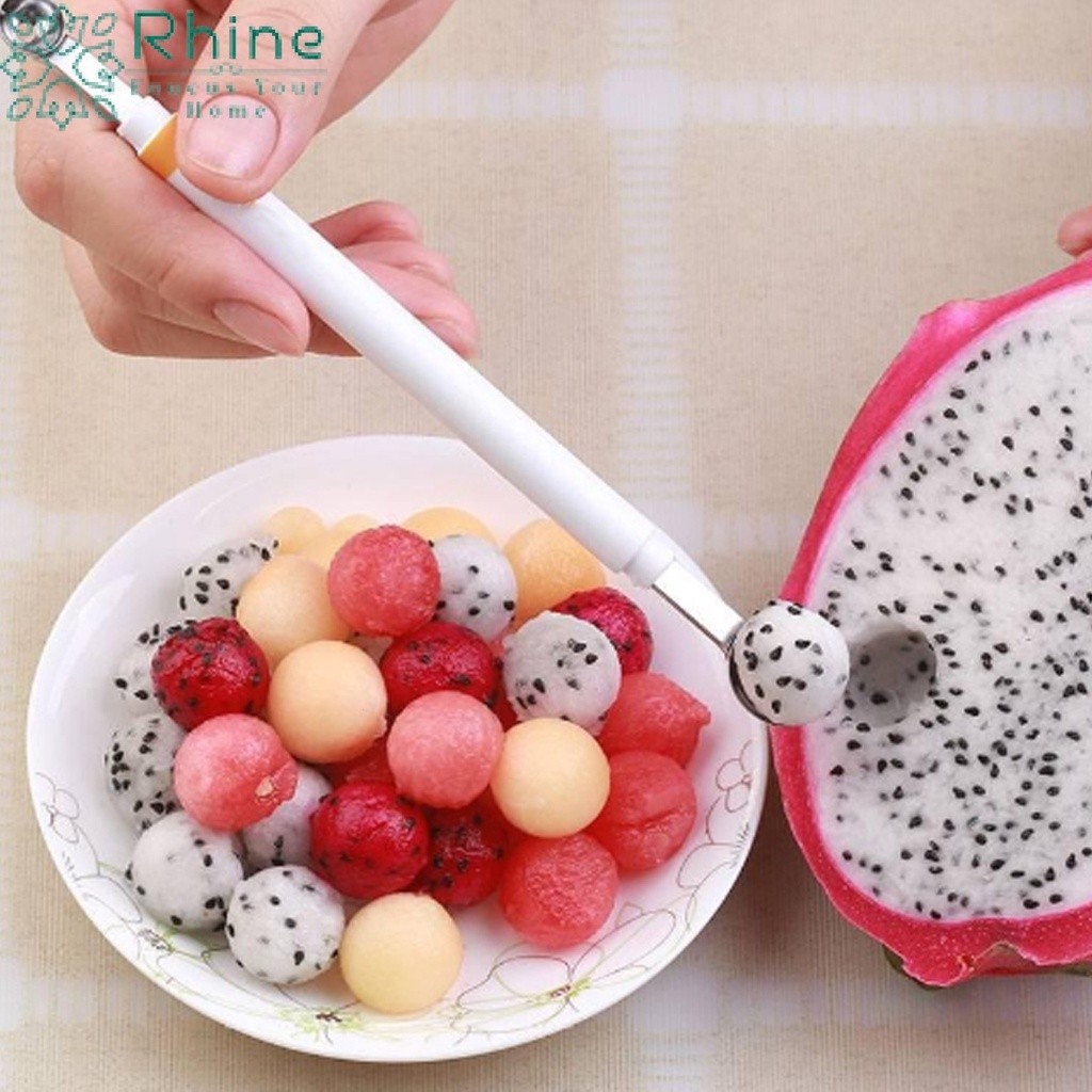 [ไรน์] เด็กผลไม้ขุดช้อนสแตนเลสสองหัวผลไม้ขุดอุปกรณ์/ขุดช้อนพลาสติกช้อน3WTV