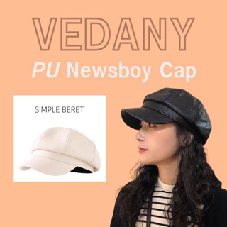 หมวก NEWSBOY CAP หนัง PU กันน้ำ กันหิมะ ใส่ได้ทั้งชาย หญิง หมวกทรงฟักทอง VDN-H16