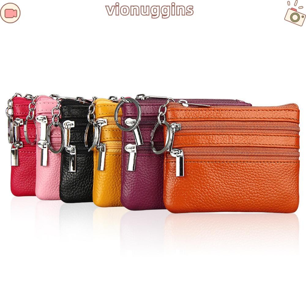 Vionuggins กระเป๋าใส่เหรียญเงิน,กันน้ําพร้อมแหวนกุญแจบัตรเครดิตHoloder,ทนทานซิปPUหนังสวมใส่กระเป๋าชาย