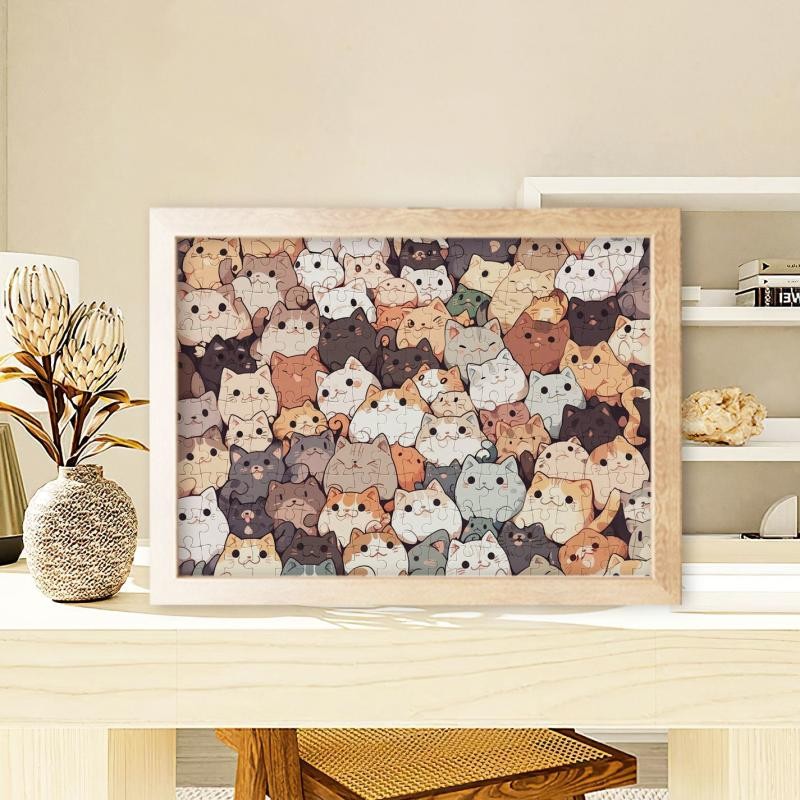 แมวน่ารักแมว Jenga Cat Kingdom ไม้กรอบปริศนา Healing Girl Heart เครื่องประดับ diy ของขวัญ20250109