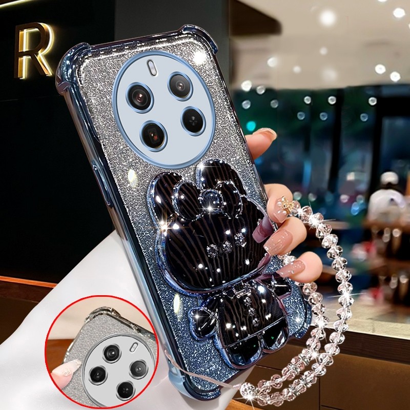 กันกระแทก เคสสําหรับRealme 12 pro 5g realme 12 PLUS + 5Gประกายสีชมพูเคสโทรศัพท์กระต่ายกระจกแต่งหน้าพร้อมที่วางซิลิโคนTPU Soft case XXXDA ราคา ถูกที่สุด ดีลบีเคเค แกลเลอรีภาพที่ 5