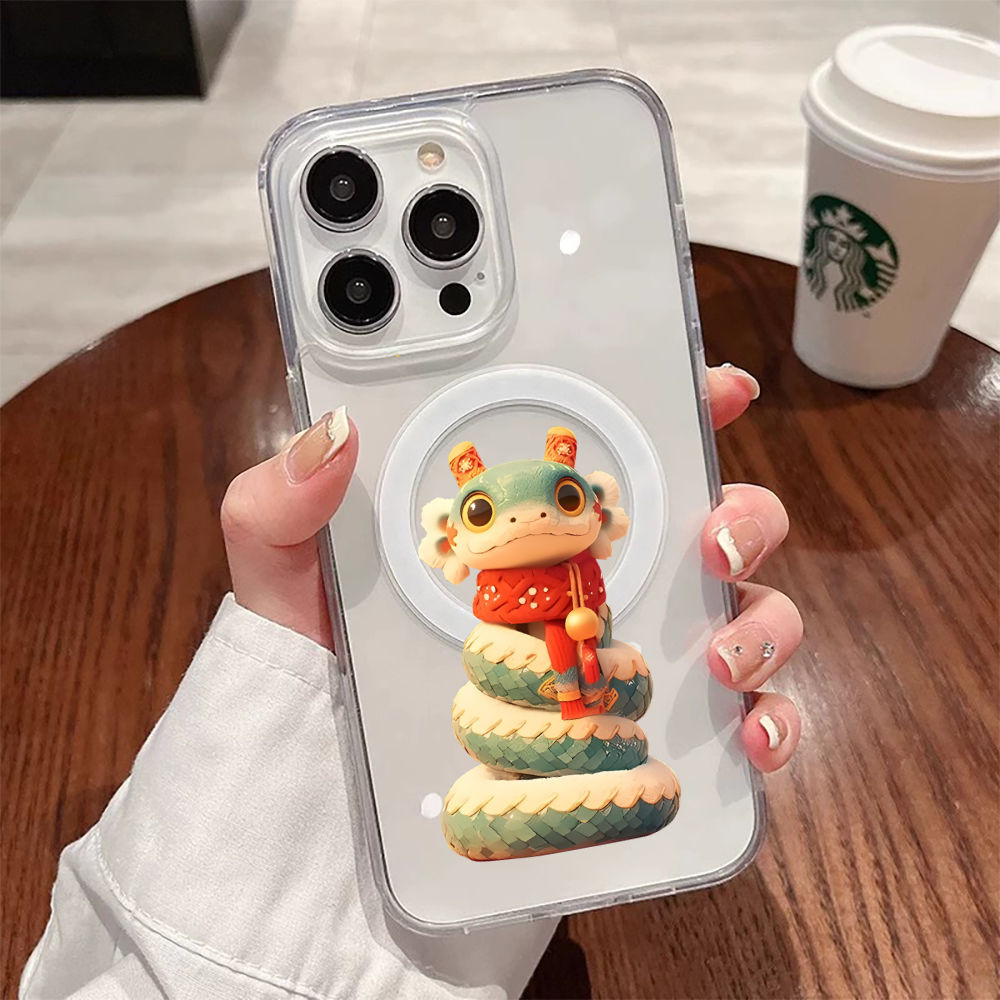 การ์ตูน 2025 งูสีเขียวเคสโทรศัพท์สําหรับ IPhone 16 16PLUS 16PROMAX 16PRO กล้อง Flex ปุ่มวัสดุคุณภาพ 