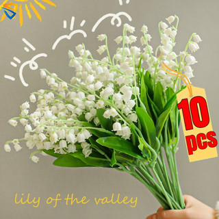 จําลองพืชสีเขียว Lily of The Valley งานแต่งงานช่อดอกไม้ตกแต่งบ้านดอกไม้ตกแต่งสีขาวหรูหราตกแต่งงานแต่งงาน