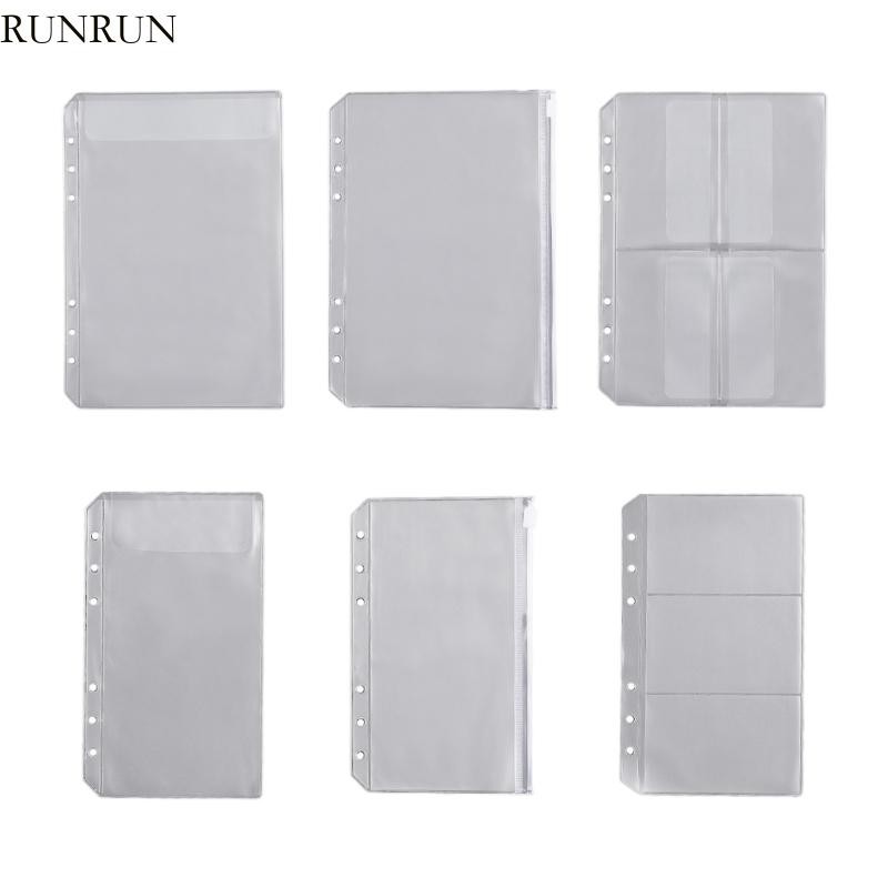 Run 10 ชิ้น A5 A6 Binder ฝาครอบ PVC ใสซิป Binder กระเป๋า 6 แหวน Budget Binder