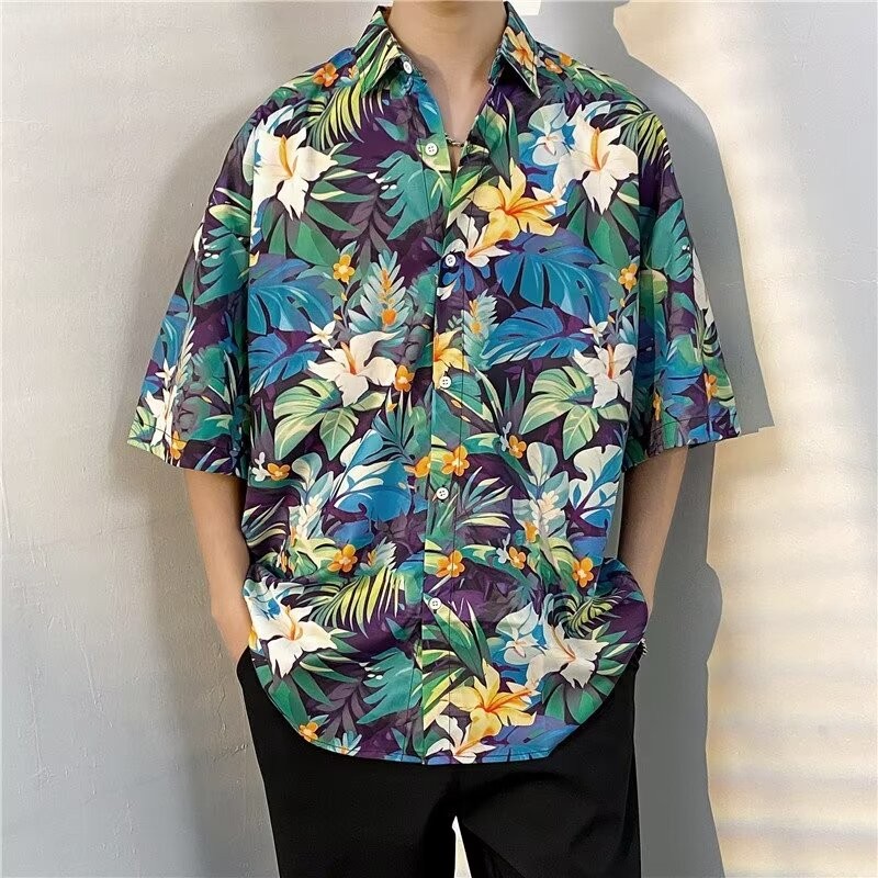 เสื้อฮาวาย เสื้อเชิ้ตสงกรานต์ลายดอก hawaiiสไตล์เกาหลี M-3XL 100 แบบ รุ่น T48 ราคา ถูกที่สุด ดีลบีเคเค แกลเลอรีภาพที่ 9