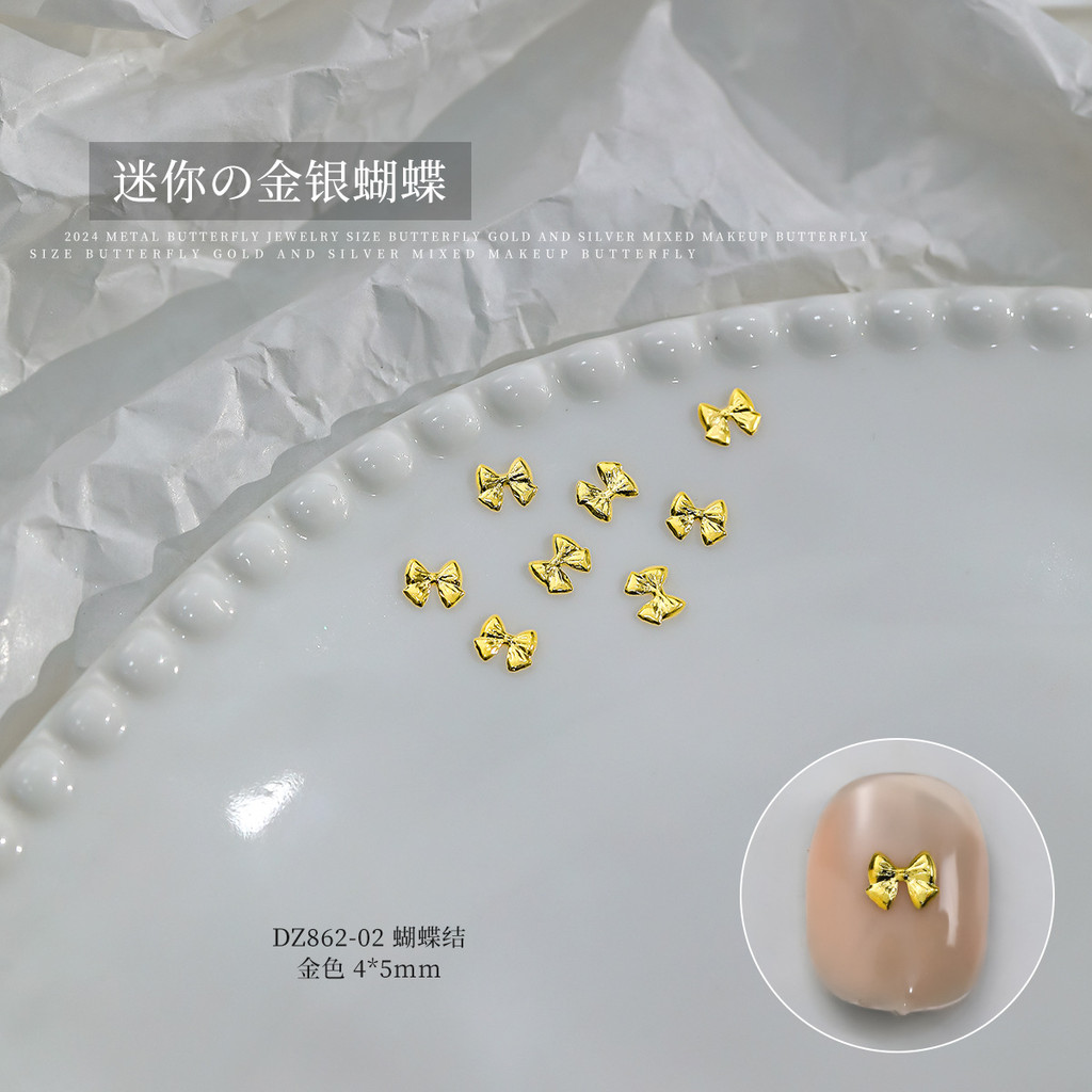 50ชิ้นรูปแบบใหม่อุปกรณ์ทําเล็บโลหะผสมโบว์ซิลเวอร์โกลด์ขนาดริบบิ้นกลวงโบว์ตกแต่งเล็บ ราคา ถูกที่สุด ดีลบีเคเค แกลเลอรีภาพที่ 7