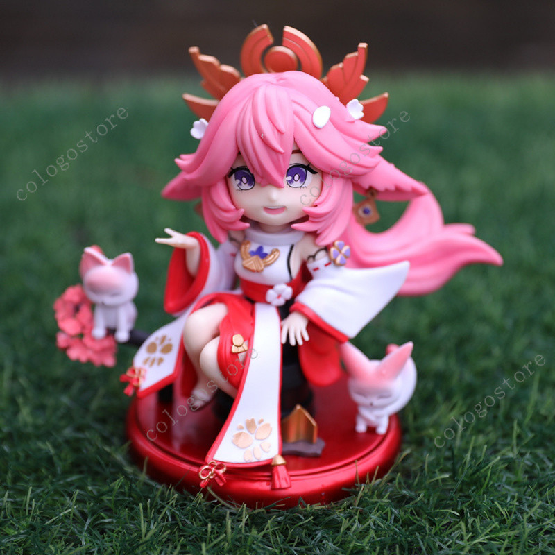 อะนิเมะ Genshin Impact Yae Miko Action Figure PVC ตุ๊กตาสะสมของเล่นตุ๊กตาเดสก์ท็อปตกแต่งของขวัญ