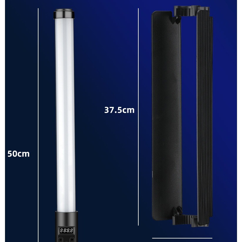 แท่งไฟวิดีโอ LED แบบมือถือ หรี่แสงได้ 3000K~6000K ขนาด 50 ซม. พร้อมแผ่นกั้น พกพาง่าย สําหรับแต่งหน้า ถ่ายทอดสด กล้องวิดี