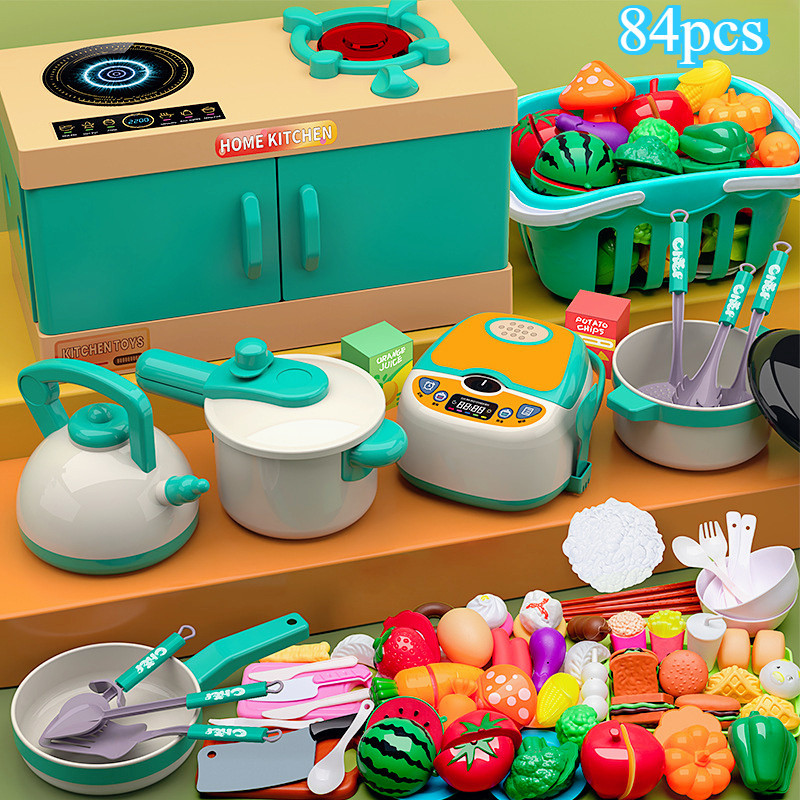 33/84pcs ของเล่นทำอาหาร เครื่องครัวของเล่น ชุดเครื่องครัวอุปกรณ์ครบเซ็ต ของเล่นเด็กในครัว