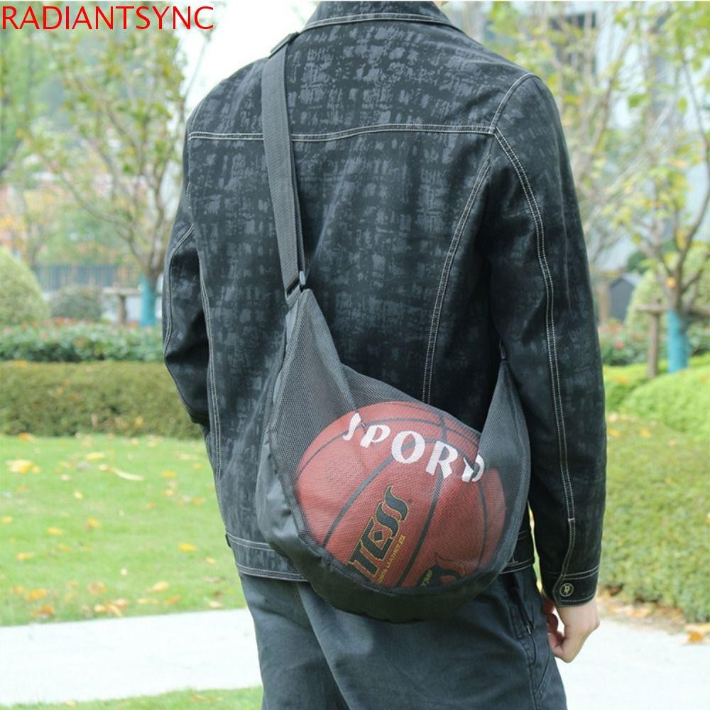 Radiantsync กระเป๋าตาข่ายบาสเก็ตบอล, ปรับไหล่เดี่ยว Crossbody Ball Bag, กีฬากลางแจ้งผ้าตาข่ายกระเป๋าซิปน้ําหนักเบาฟุตบอล Storage Case Fitness Training