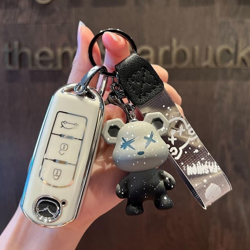 เคสกุญแจรถยนต์สําหรับ Mazda 3, 2, 6, CX3, CX30, CX5, CX8, BT50 พร้อมพวงกุญแจ วัสดุคุณภาพสูง ทนทาน ป้องกันฝุ่นและสิ่งสกปรก