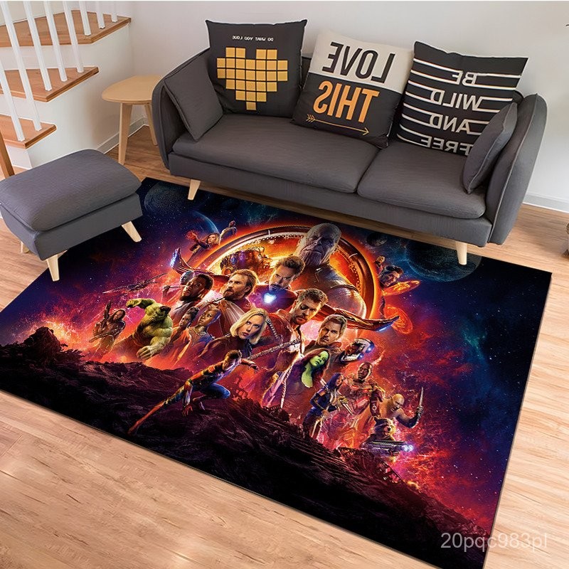 Marvel Avengers Area Rugs Anti-skid Carpet Living Room Bedroom Flannel Floor Mat